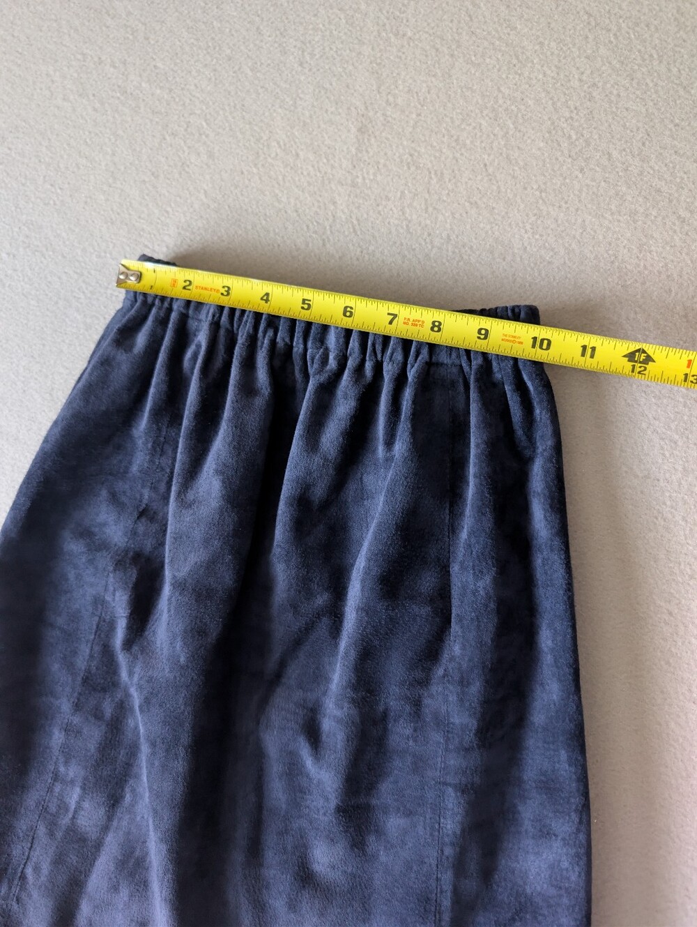 Leather City Navy Genuine Suede Mini Skirt Sz Small Edgy Avante Garde Tailored image 8